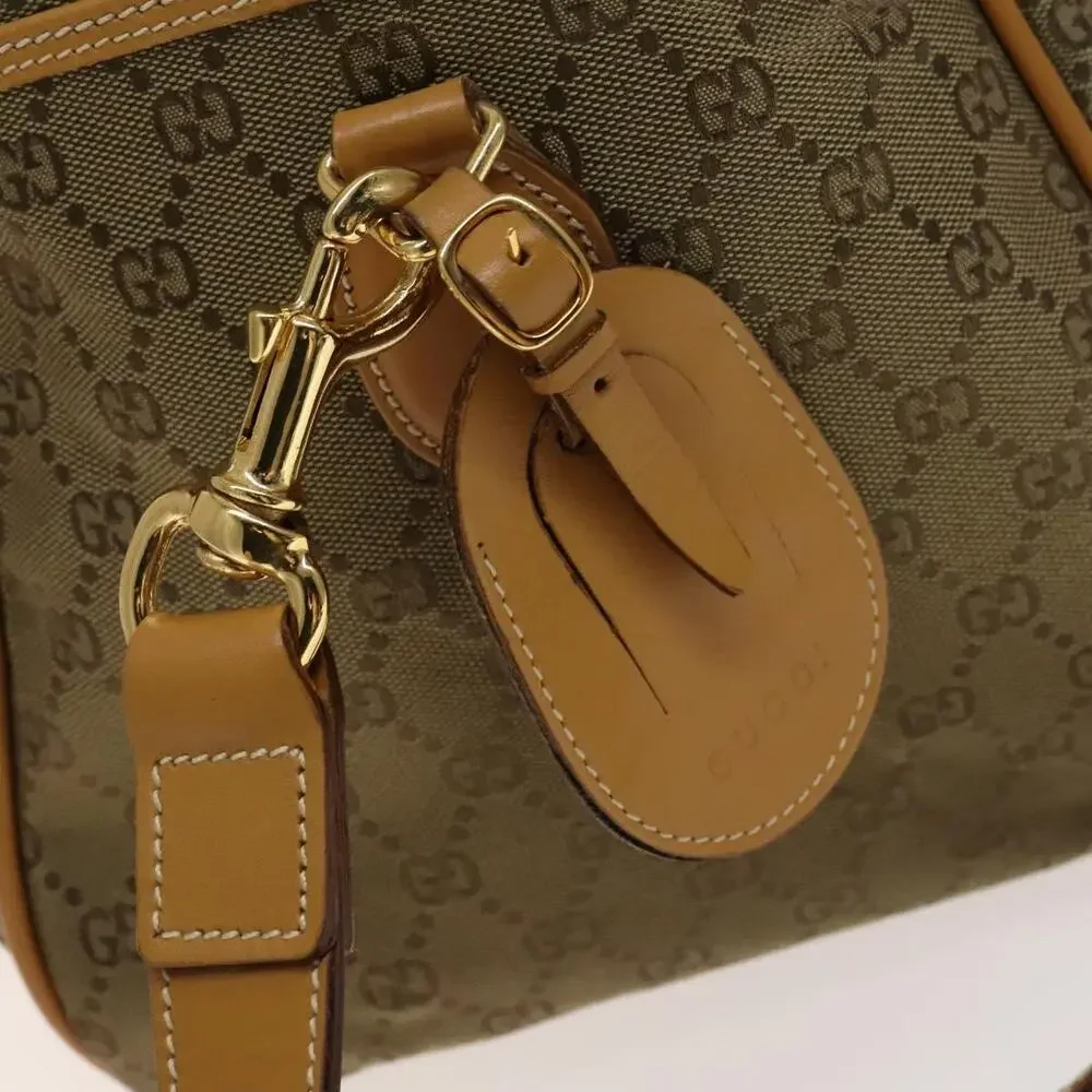GUCCI GG Canvas Boston Bag Gold Beige